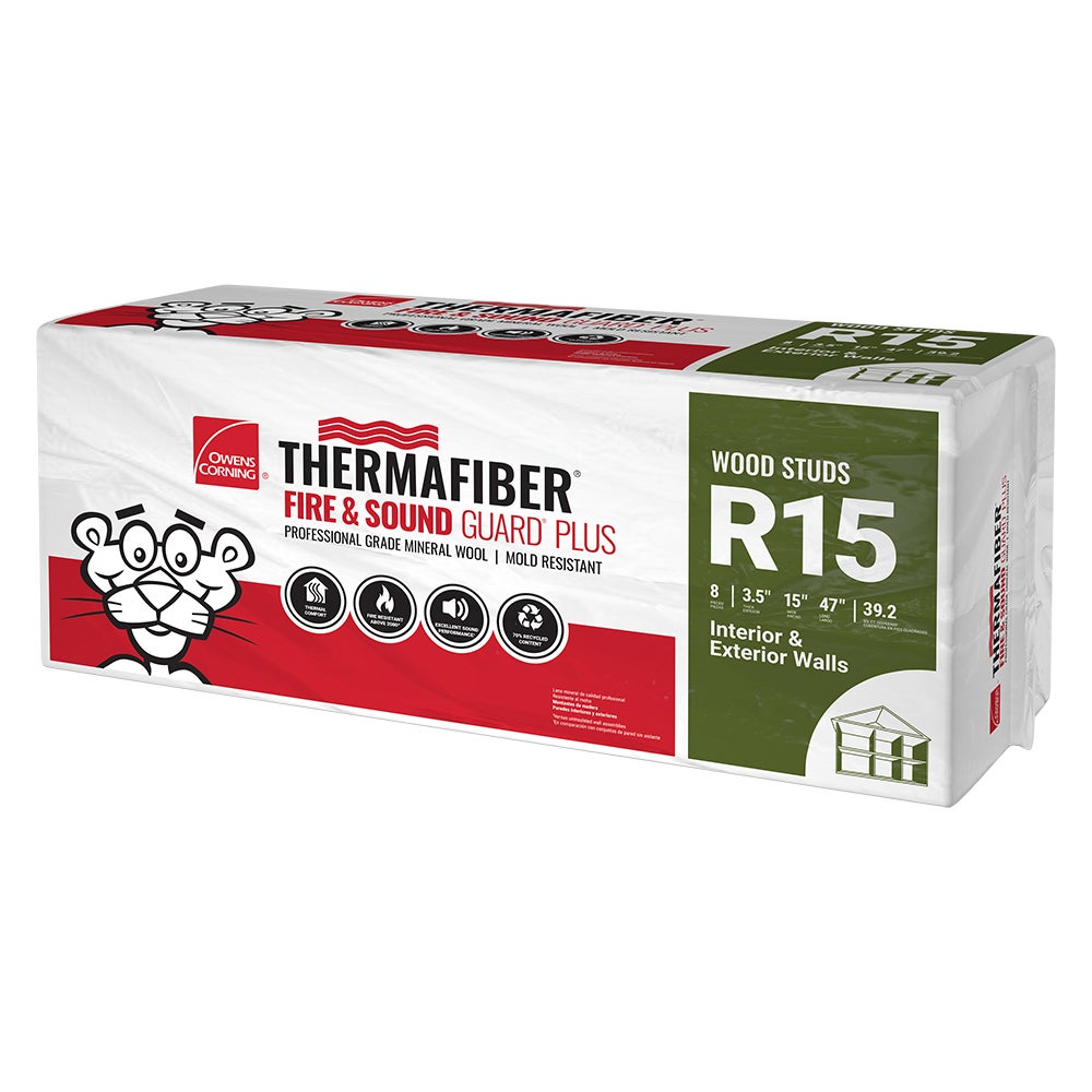 OC THERMAFIBER FIRE & SOUND GUARD+ R15 15"X47" 8PC/39.2SF